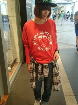 「TYPE BLUE（タイプブルー）のアイテム（パンツ）」を使った、Takematsuさん（レディース・156cm）の夏コーディネート