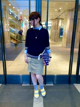 「ひざ丈スカート」｜Takematsuさん（レディース・156cm）の春コーディネート