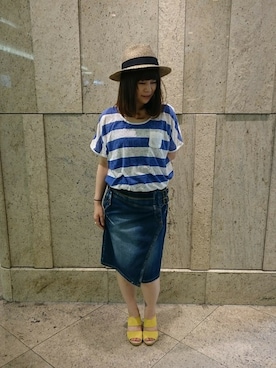 「ひざ丈スカート」｜Takematsuさん（レディース・156cm）の春コーディネート