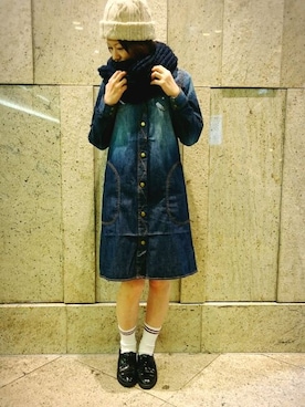 「AVIREX（アヴィレックス）のアイテム（シャツワンピース）」を使った、Takematsuさん（レディース・156cm）の冬コーディネート