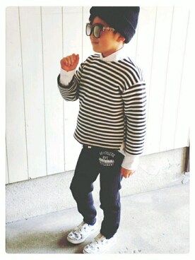 「GAP（ギャップ）のアイテム（シューズ、ホワイト系）」を使った、Y&R..さん（キッズ）の冬コーディネート
