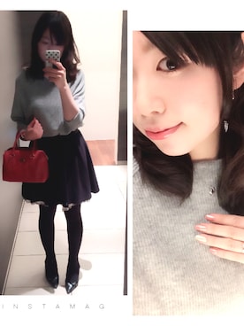 「STRAWBERRY-FIELDS（ストロベリーフィールズ）のアイテム（Tシャツ/カットソー）」を使った、はあちゃんさん（レディース・157cm）の冬コーディネート