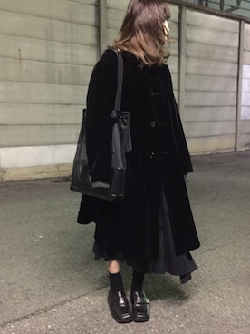 「プラダ」｜「アイテム（その他アウター）」を使った、さこさん（レディース・158cm）の冬コーディネート