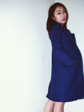 「blue」｜「アイテム（ダッフルコート）」を使った、Luk Ching Hangさん（レディース・169cm）の冬コーディネート