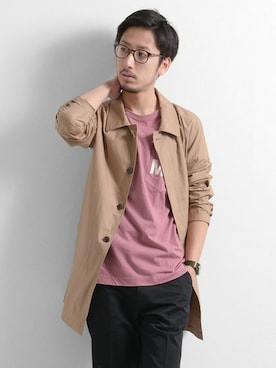 「URBAN RESEARCH（アーバンリサーチ）のアイテム（ステンカラーコート）」を使った、moriyamaさん（メンズ・172cm）の春コーディネート