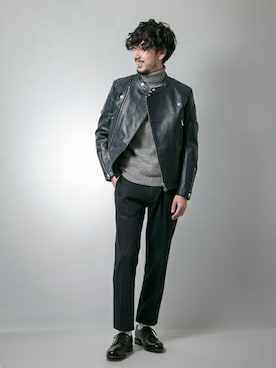 「URBAN RESEARCH（アーバンリサーチ）のアイテム（ライダースジャケット）」を使った、moriyamaさん（メンズ・172cm）の秋コーディネート