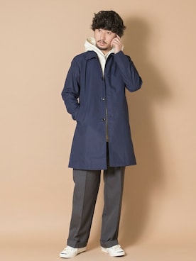 「URBAN RESEARCH（アーバンリサーチ）のアイテム（ステンカラーコート）」を使った、moriyamaさん（メンズ・172cm）の秋コーディネート