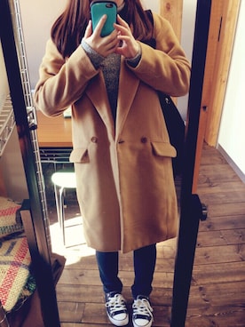 「オルチャンファッション」｜「アイテム（チェスターコート）」を使った、misatoさん（レディース・153cm）の冬コーディネート