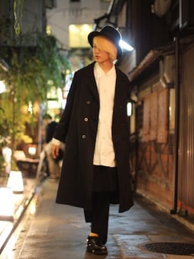 「Yohji Yamamoto（ヨウジヤマモト）のアイテム（トップス）」を使った、GIROさん（メンズ・178cm）の秋コーディネート