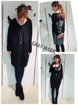 「GRAY MAGIC（グレイマジック）のアイテム」を使った、GMさん（レディース・160cm）の冬コーディネート