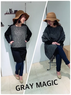 「GRAY MAGIC（グレイマジック）のアイテム」を使った、GMさん（レディース・160cm）の冬コーディネート