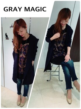 「GRAY MAGIC（グレイマジック）のアイテム」を使った、GMさん（レディース・160cm）の冬コーディネート