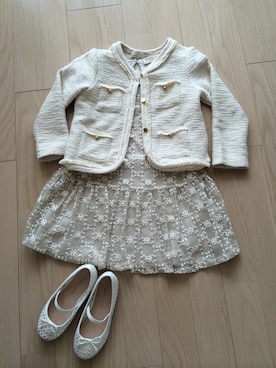 「ZARA（ザラ）のアイテム（ノーカラージャケット）」を使った、MARIEさん（キッズ・100cm）の夏コーディネート