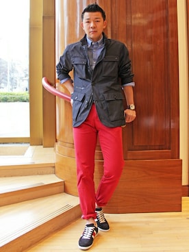 「TOMMY HILFIGER（トミーヒルフィガー）のアイテム（ブルゾン）」を使った、tkm1006さん（メンズ・176cm）の春コーディネート