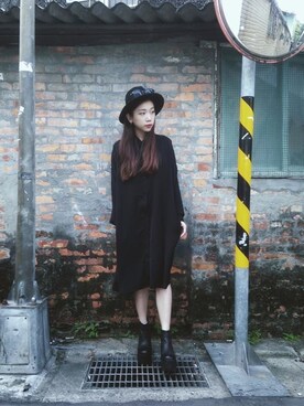 「Reborn.Cの韓 軟布長襯衫（シャツ/ブラウス、ブラック系）」を使った、Chelsea Liu さん（レディース・163cm）の秋コーディネート