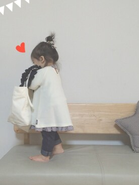 「アイテム（トートバッグ）」を使った、aya＊tomoさん（キッズ・70cm）の冬コーディネート