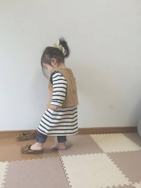 「ポニーテール」｜「アイテム（トレンチコート）」を使った、aya＊tomoさん（キッズ・80cm）の冬コーディネート