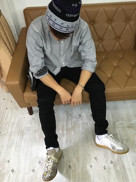 「Supreme （シュプリーム）のアイテム（ニットキャップ/ビーニー）」を使った、SHIROさん（メンズ・170cm）の冬コーディネート