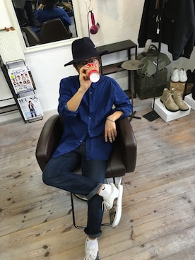 「THOM BROWNE（トムブラウン）のアイテム」を使った、SHIROさん（メンズ・170cm）の冬コーディネート