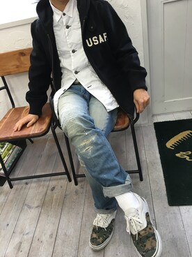 「アイテム（ミリタリージャケット）」を使った、SHIROさん（メンズ・170cm・30代）の冬コーディネート
