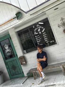 「アイテム（ポロシャツ）」を使った、SHIROさん（メンズ・170cm・40代）の夏コーディネート