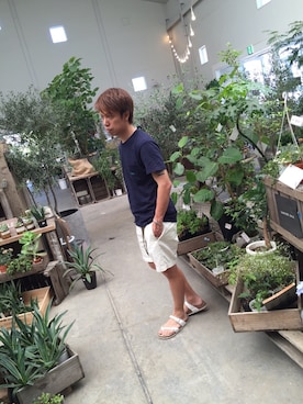 「Maison Kitsune（メゾンキツネ）のアイテム（Tシャツ/カットソー）」を使った、SHIROさん（メンズ・170cm）の夏コーディネート