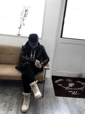 「アイテム（ライダースジャケット）」を使った、SHIROさん（メンズ・169cm・40代）の秋コーディネート