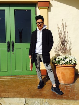 「Marc by Marc Jacobs（マークバイマークジェイコブス）のアイテム（クラッチバッグ）」を使った、SHU→TAさん（メンズ・168cm）の冬コーディネート