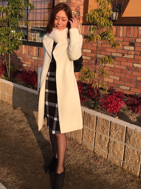 「同窓会」｜「アイテム（ステンカラーコート）」を使った、Jessicaさん（レディース・166cm）の冬コーディネート