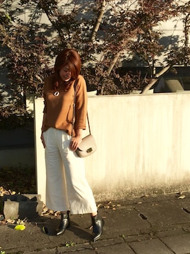 「Diagram（ダイアグラム）のアイテム（パンツ）」を使った、Jessicaさん（レディース・166cm）の秋コーディネート