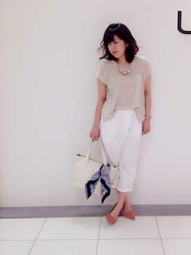 「UNRELISH（アンレリッシュ）のオペラカットパンプス（パンプス）」を使った、Naoko.Hosokiさん（レディース・153cm）の春コーディネート