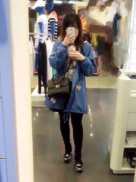 「blue」｜「アイテム（マウンテンパーカー）」を使った、Iris青さん（レディース・159cm）の春コーディネート