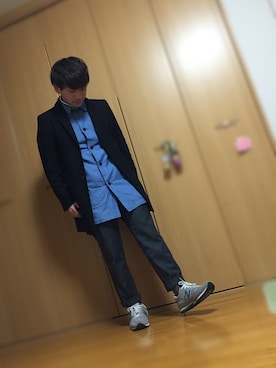 「アイテム（ステンカラーコート）」を使った、H.Kさん（メンズ・168cm・10代）の冬コーディネート