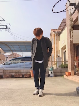 「アイテム（ステンカラーコート）」を使った、H.Kさん（メンズ・168cm・10代）の春コーディネート