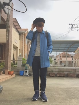 「アイテム（ステンカラーコート）」を使った、H.Kさん（メンズ・168cm・10代）の春コーディネート