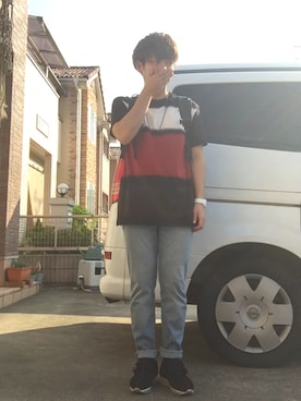 「黒リュック」｜「アイテム（アクセサリー）」を使った、H.Kさん（メンズ・168cm）の夏コーディネート