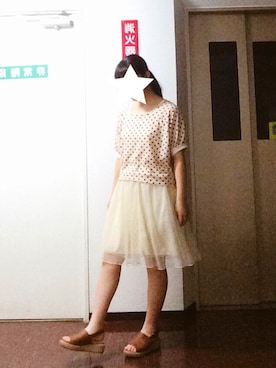「earth music&ecology（アースミュージックアンドエコロジー）の厚底ラミー巻きサンダル（サンダル）」を使った、ももさん（レディース・158cm）の夏コーディネート