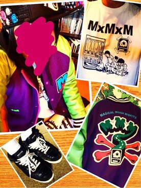 「MAGICAL MOSH MISFITS（マジカルモッシュミスフィッツ）のアイテム（スタジャン）」を使った、きのこ＠毒x毒x毒さん（メンズ・180cm）の秋コーディネート
