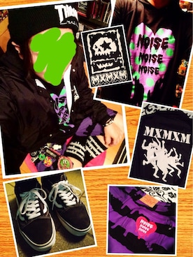 「MAGICAL MOSH MISFITS（マジカルモッシュミスフィッツ）のアイテム（ナイロンジャケット）」を使った、きのこ＠毒x毒x毒さん（メンズ・180cm）の冬コーディネート
