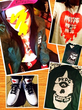 「アイテム（ナイロンジャケット、グリーン系）」を使った、きのこ＠毒x毒x毒さん（メンズ・180cm）の冬コーディネート