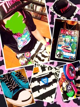 「MAGICAL MOSH MISFITS（マジカルモッシュミスフィッツ）のアイテム（パンツ）」を使った、きのこ＠毒x毒x毒さん（メンズ・180cm）の春コーディネート