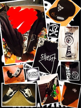 「SILLENT FROM ME」｜きのこ＠毒x毒x毒さん（メンズ・180cm）の秋コーディネート