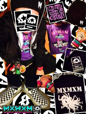 「MXMXM」｜「アイテム（ナイロンジャケット）」を使った、きのこ＠毒x毒x毒さん（メンズ・180cm）の冬コーディネート