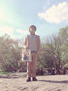 「SUNSEA（サンシー）のアイテム（帽子）」を使った、タクマヤマグチさん（メンズ・168cm）の春コーディネート