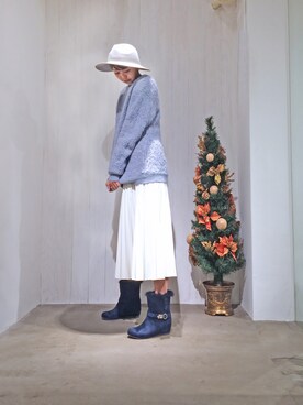 「ラビットファー」｜「アイテム（その他）」を使った、Rieko  さん（レディース・161cm）の冬コーディネート