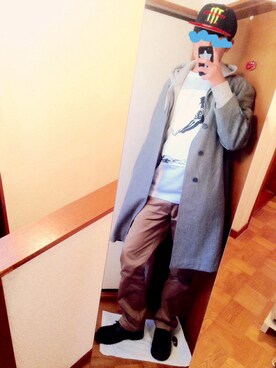 「アイテム（ステンカラーコート）」を使った、Ryuseiさん（メンズ・178cm・10代）の冬コーディネート