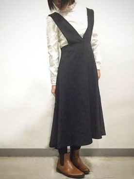 「アイテム（ジャンパースカート）」を使った、ちひろさん（レディース・154cm）の春コーディネート