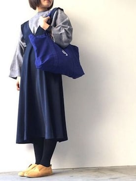 「アイテム（ジャンパースカート）」を使った、ちひろさん（レディース・154cm）の秋コーディネート