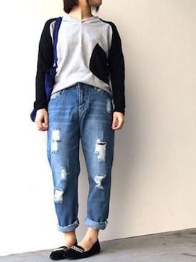 「ＡＮＤＪ（アンドジェイ）のアイテム」を使った、ちひろさん（レディース・154cm）の秋コーディネート