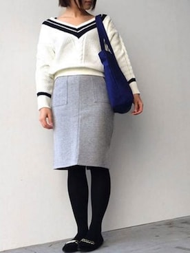「ＡＮＤＪ（アンドジェイ）のアイテム」を使った、ちひろさん（レディース・154cm）の秋コーディネート